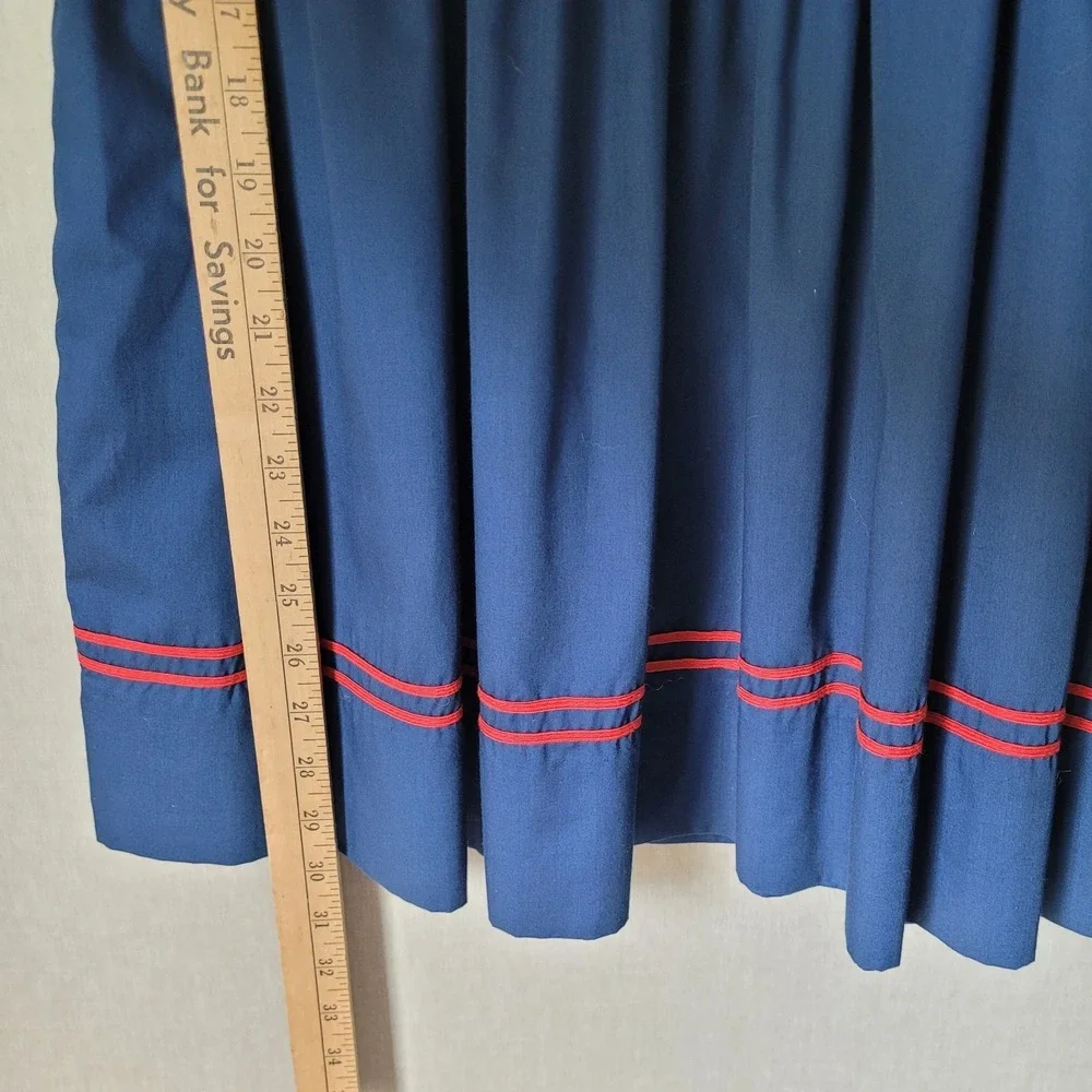 Vintage Jayne Copeland Girls Size 8 Navy Blue Sailor Dress Red Trim Made in USA